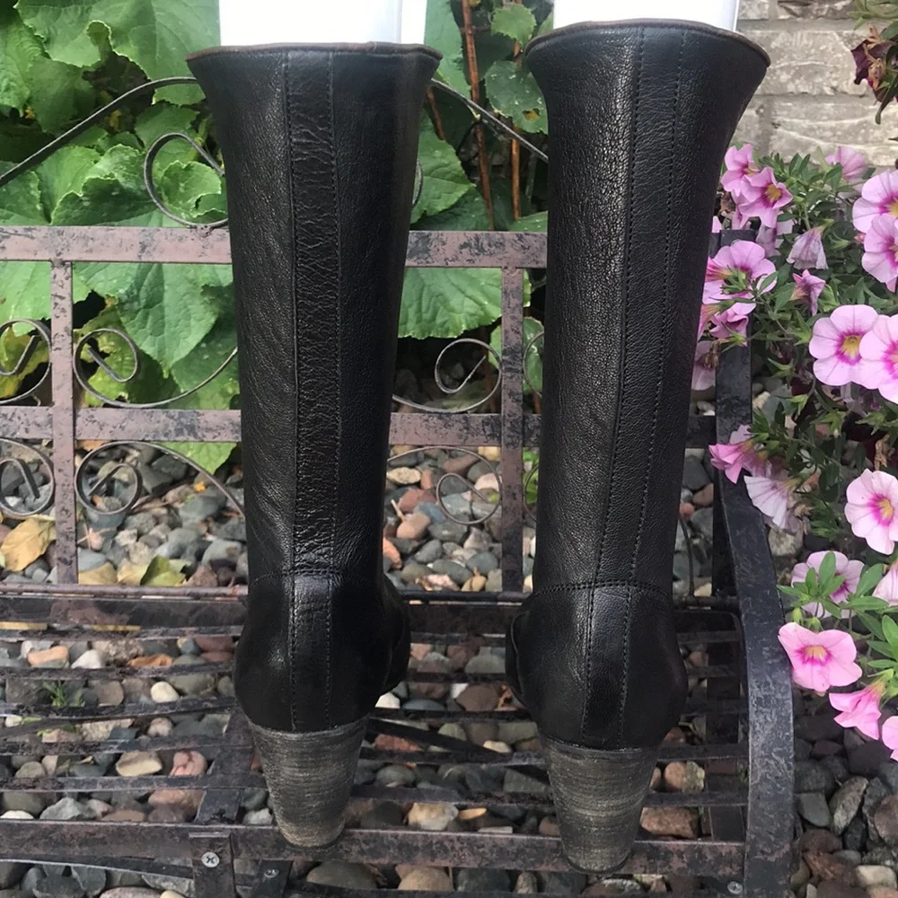 ☀️ N.D.C Black Leather mid-calf heeled boots - Picture 8 of 15